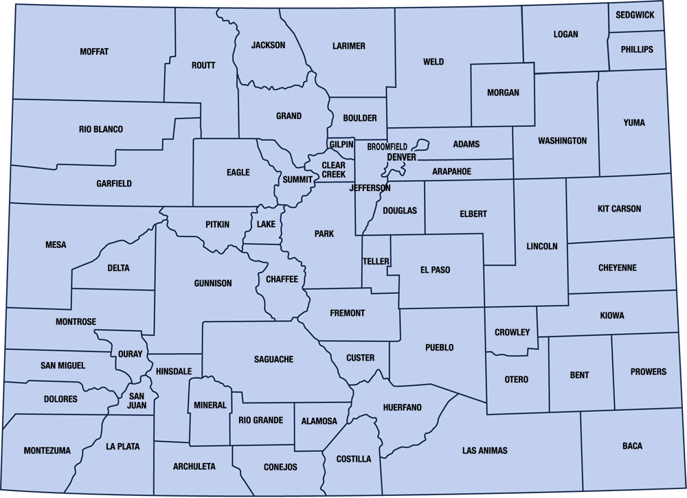 Map of Colorado counties