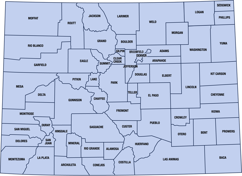 Map of Colorado counties